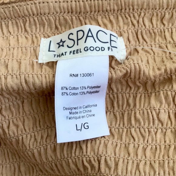 NWT LSPACE NORTH SHORE STRAPLESS TAN PINK CRM STRIPE JUMPSUIT POCKETS SIZE LARGE - Picture 10 of 11